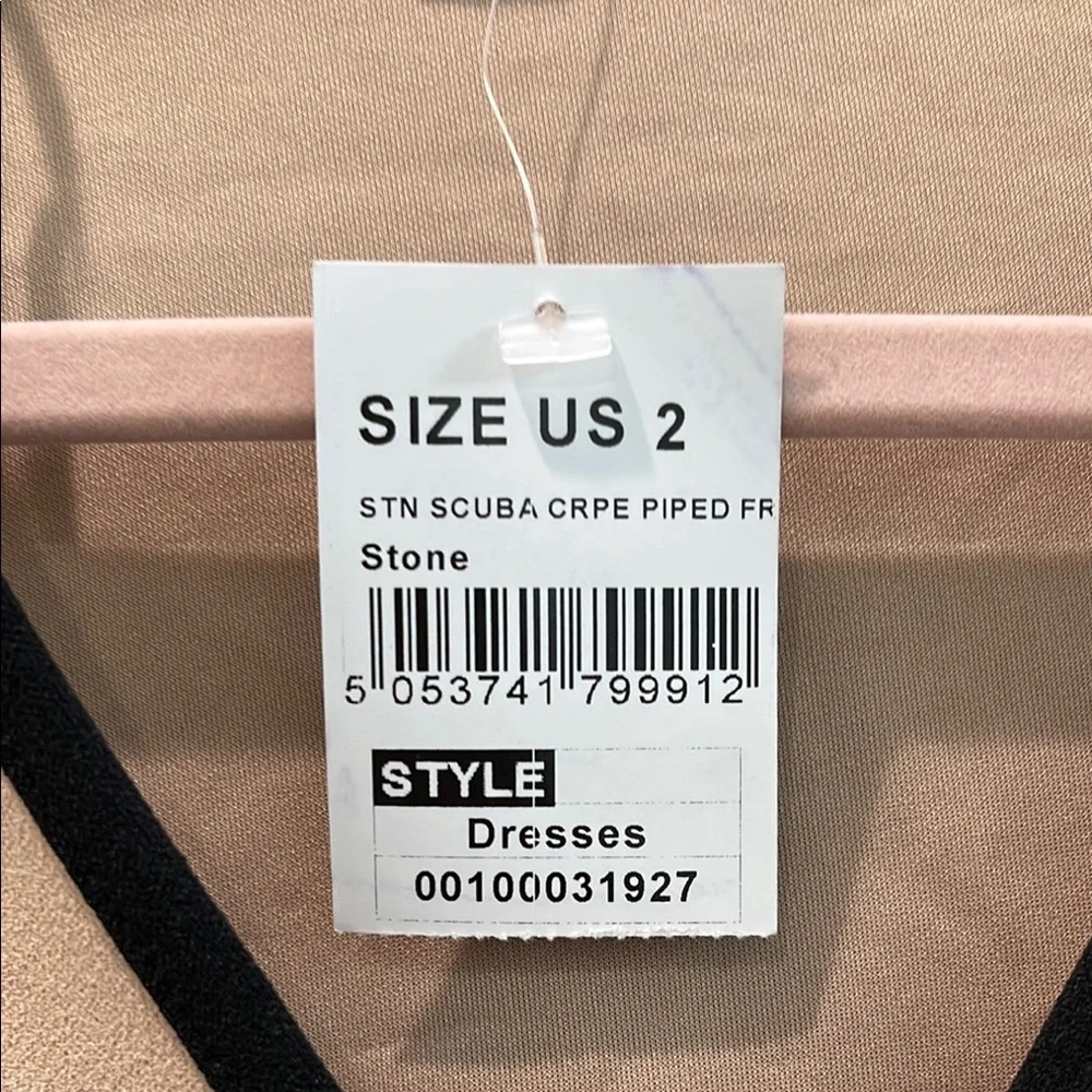 NWT Quiz Midi Size 2 Elegant Tan Ruffle Dress - Picture 3 of 9